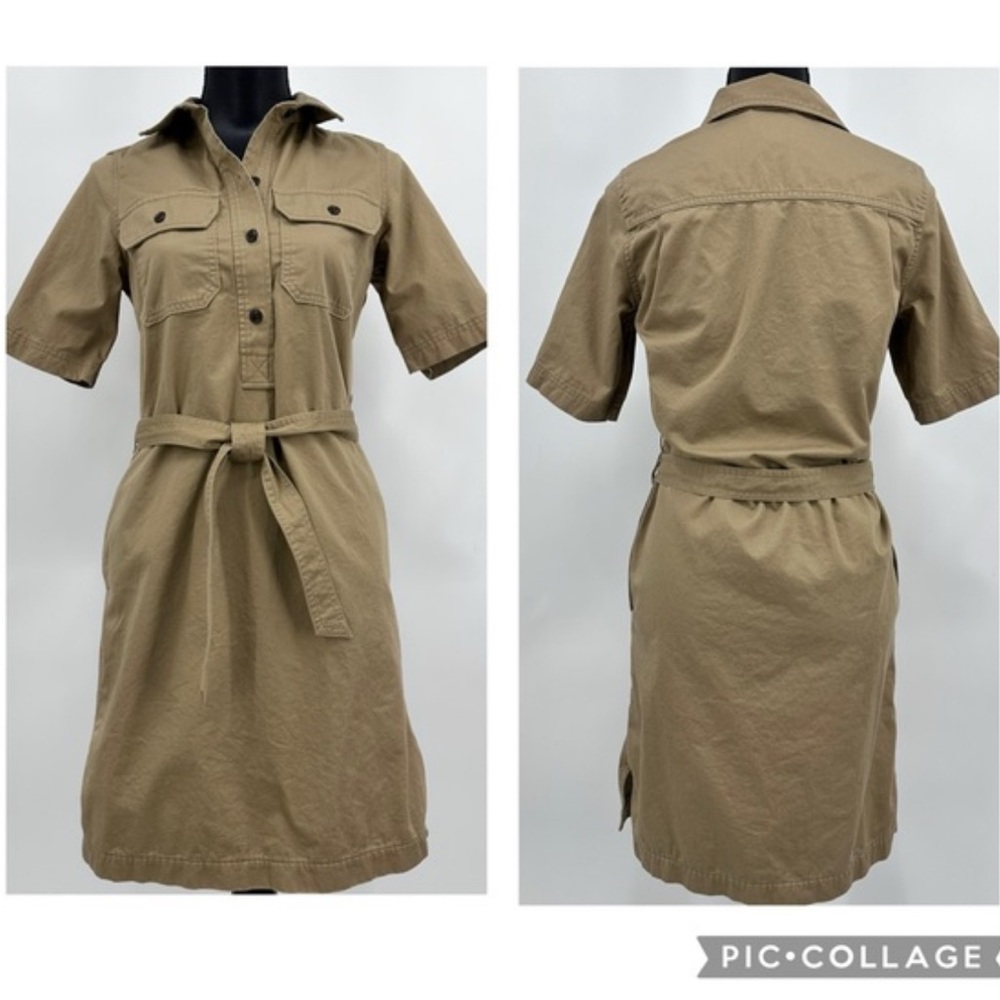 Filson Colville Short Sleeve Shirt Dress Khaki Dark Tan Size XS
